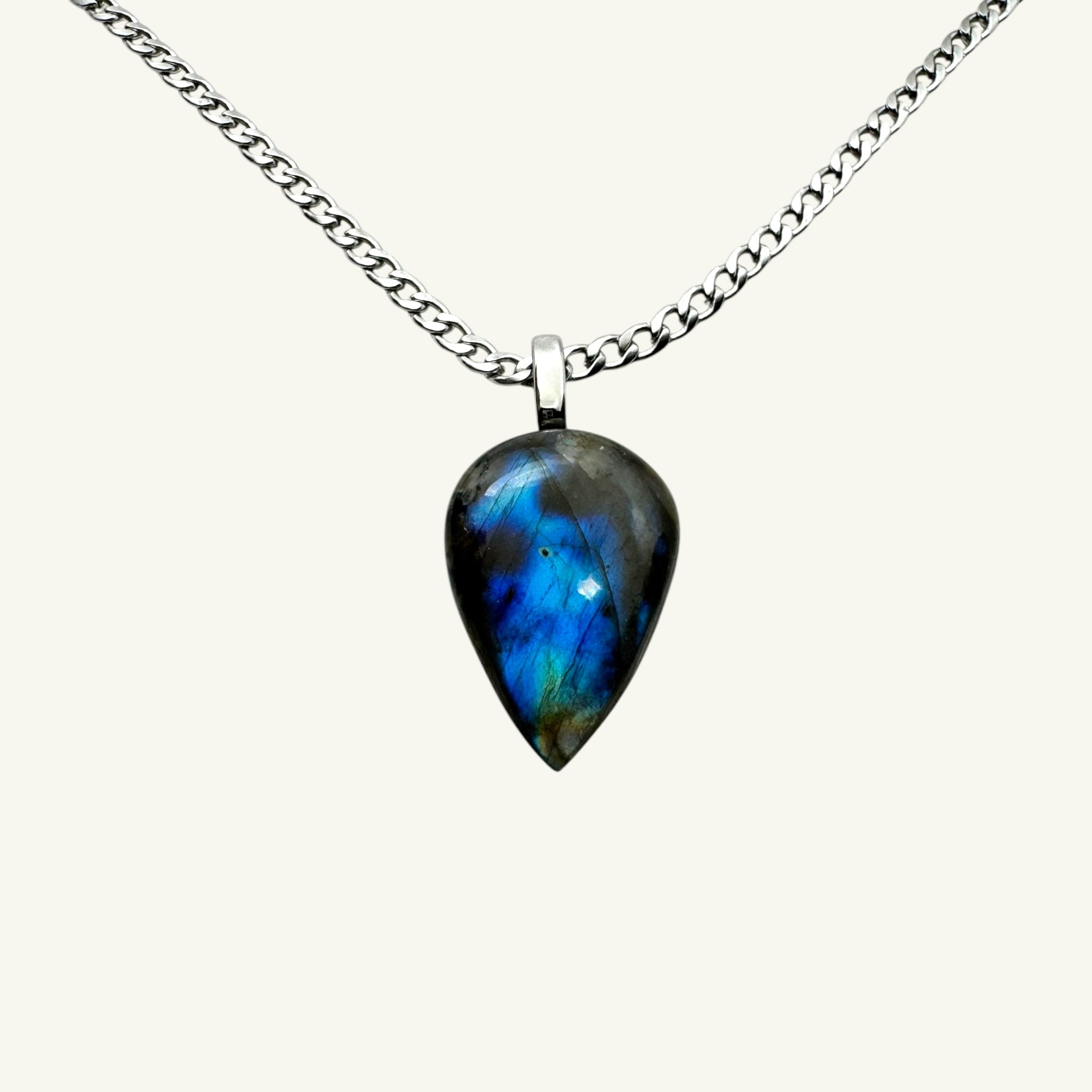 Collana labradorite goccia 28x20mm Sharifa Crystals